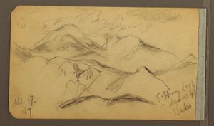 Tekening, Ruige bergen, 17 april 1889 door Frederic Edwin Church