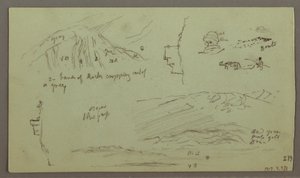 Tekening, Ruïnes, Figuurstudie, 27 april 1868 door Frederic Edwin Church