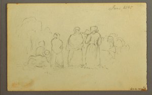 Tekening, Zeilboot gezien vanaf bakboord, 1845 door Frederic Edwin Church
