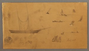 Tekening, Zeilbootstudies, 12-13 juli 1859 door Frederic Edwin Church