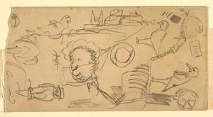Tekening, Zeilschip, Man in een boot, 1850