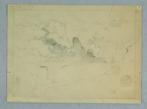 Tekening, Uitbarstende vulkaan Sangay, Ecuador, 1857-62 door Frederic Edwin Church