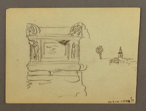 Tekening, Sarcofaag, mogelijk 1868-69 door Frederic Edwin Church