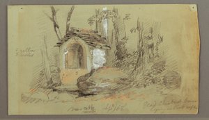 Tekening, Schrijn in het bos, september 1868 door Frederic Edwin Church