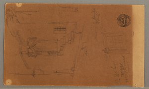Tekening, zijaanzicht van gebouw, raam, 29 mei 1868 door Frederic Edwin Church