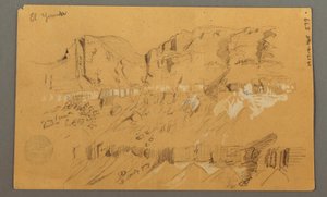 Tekening, Schetsen, El Jemen Vallei, "Arabië", mogelijk 1868, 20 februari door Frederic Edwin Church