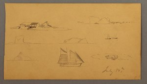 Tekening, Schetsen van Labrador, mogelijk 14 juli 1859 door Frederic Edwin Church