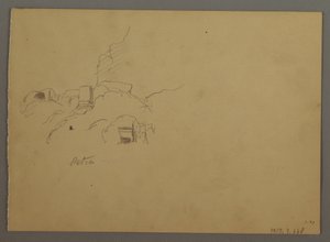 Tekening, Schetsen van Petra, Jordanië, februari 1868 door Frederic Edwin Church