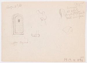Tekening, Schetsen van een koepelstructuur, schip en statig huis, januari 1868 door Frederic Edwin Church