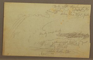 Tekening, Luchtstudie, bergruggen, regenboog, jaren 1860 door Frederic Edwin Church