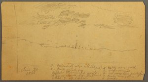 Tekening, Luchtstudie over heuvelrug, juni 1882 door Frederic Edwin Church
