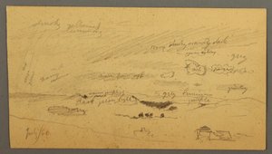 Tekening, Luchtstudie over bergrug en regenboog, juli 1866 door Frederic Edwin Church