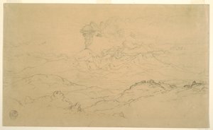 Tekening, Rook die opstijgt uit de vulkaan Cotopaxi, Ecuador, 1857 door Frederic Edwin Church