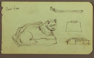 Tekening, Leeuwenbeeld, Skiff; Verso: Leeuwenbeeld, december 1883 door Frederic Edwin Church