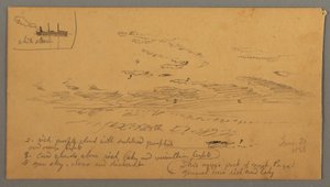 Tekening, Stoomboot, luchtstudie, 30 juni 1866 door Frederic Edwin Church