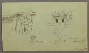 Tekening, Studies van bogen en boogvoet, april 1868 door Frederic Edwin Church