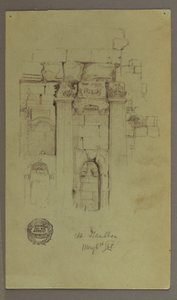 Tekening, Studie van tempelruïnes, 8 mei 1868 door Frederic Edwin Church