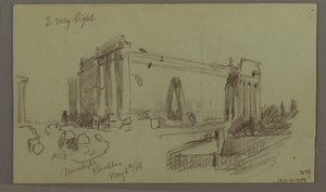 Tekening, Studie van tempelruïnes, 8 mei 1868 door Frederic Edwin Church