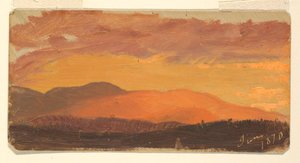 Tekening, Zonsondergang, Hudson-vallei, juni 1870 door Frederic Edwin Church