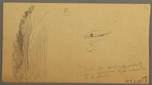 Tekening, Zonsondergang boven heuvels, 9 juli 1866 door Frederic Edwin Church