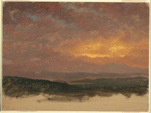 Tekening, Zonsondergang boven de Catskills, 1870-80 door Frederic Edwin Church