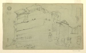 Tekening, Tempel, Petra, Jordanië, 27 februari 1868 door Frederic Edwin Church