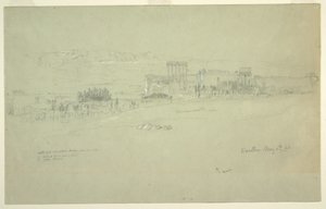 Tekening, Tempels, Baalbek, 6 mei 1868 door Frederic Edwin Church