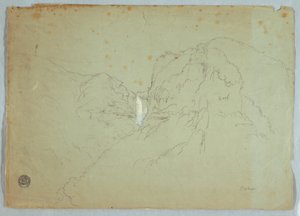 Tekening, Tequendama watervallen bij Bogata, Colombia, 1853 door Frederic Edwin Church