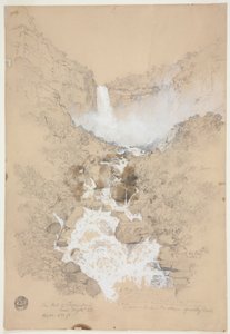 Tekening, Tequendama watervallen bij Bogotá, Colombia, juli 1853 door Frederic Edwin Church