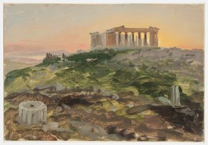 Tekening, Het Parthenon vanuit het zuidoosten, april 1869 door Frederic Edwin Church