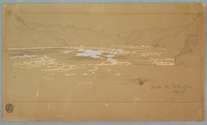 Tekening, De rivier "Onder de draaikolk", september 1858 door Frederic Edwin Church