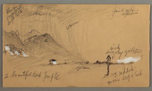 Tekening, onweer, bergen, devotiebeeldhouwwerk, Oostenrijk of Beieren, 1868 door Frederic Edwin Church