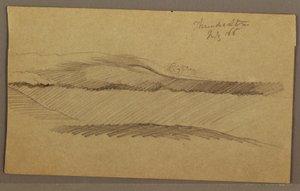 Tekening, onweer over heuvelrug, juli 1866 door Frederic Edwin Church