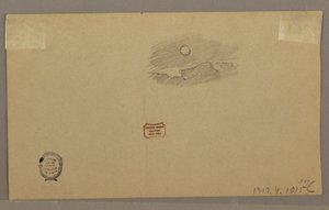 Tekening, onweer over heuvelrug, juli 1866 door Frederic Edwin Church