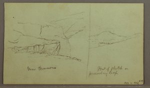 Tekening, Graf van een heuvel, drie minaretten, 1 mei 1868 door Frederic Edwin Church