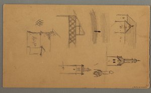 Tekening, Torens, Alpengebouwen, 1868 door Frederic Edwin Church