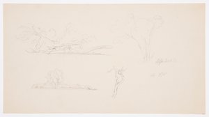 Tekening, Bomen, een oever met struiken en bomen, september 1876 door Frederic Edwin Church