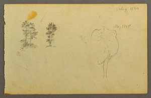 Tekening, bomen, koe, 1844 door Frederic Edwin Church