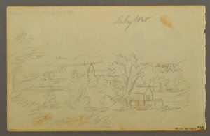 Tekening, bomen, koe, 1844 door Frederic Edwin Church