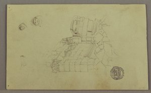 Tekening, Twee hoofden, Ruïnes, mogelijk 1868 door Frederic Edwin Church
