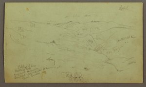 Tekening, Vallei, april mogelijk 1868 door Frederic Edwin Church