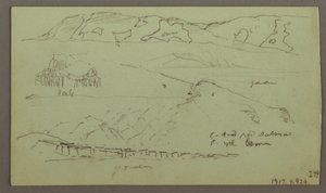 Tekening, Vallei, april mogelijk 1868 door Frederic Edwin Church