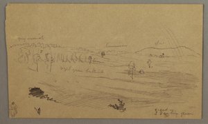 Tekening, Vallei, regenboog, mogelijk 1865-66 door Frederic Edwin Church
