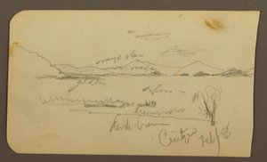 Tekening, Uitzicht bij het meer, Cuitzeo; Verso: Uitzicht bij het meer, Cuitzeo, februari 1885 door Frederic Edwin Church