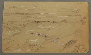 Tekening, Uitzicht over Wady el-Arabah, 20 februari 1868 door Frederic Edwin Church