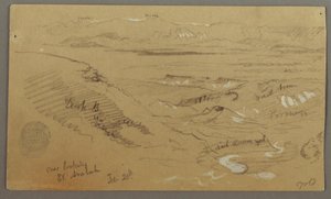 Tekening, Uitzicht over Wady el-Arabah, 20 februari, mogelijk 1868 door Frederic Edwin Church
