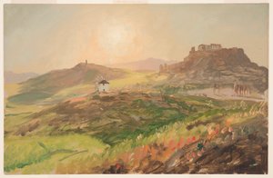Tekening, Gezicht op de Akropolis, Athene, april 1869 door Frederic Edwin Church