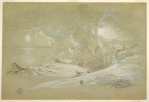 Tekening, Kruisvisioen, Landschap met een fenomeen, september 1868 door Frederic Edwin Church