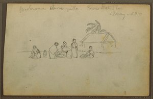 Tekening, wasvrouw in Barranquilla, Colombia, mei 1853 door Frederic Edwin Church
