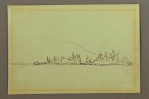 Tekening, Boskust, berg, mogelijk 1856 door Frederic Edwin Church